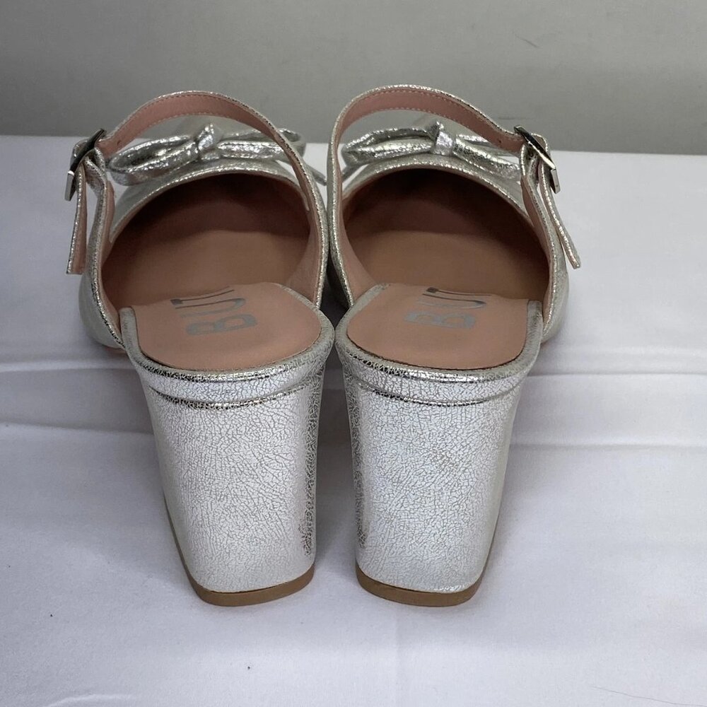 NEW BUTRICH Retro Sweet Rainbow Mules Silver Size 9.5 Pointed Toe Slip-On - Picture 5 of 10